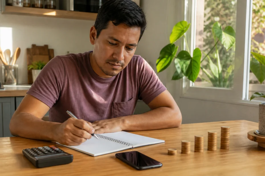 Persona comparando una propuesta financiera con su presupuesto