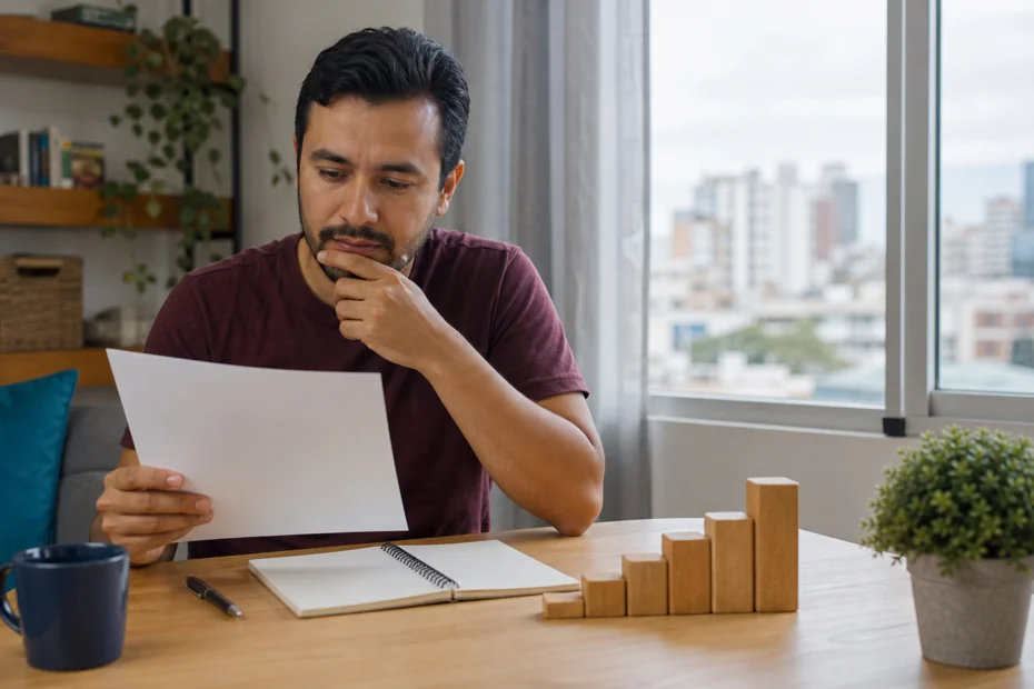 Persona comparando una propuesta financiera con su presupuesto