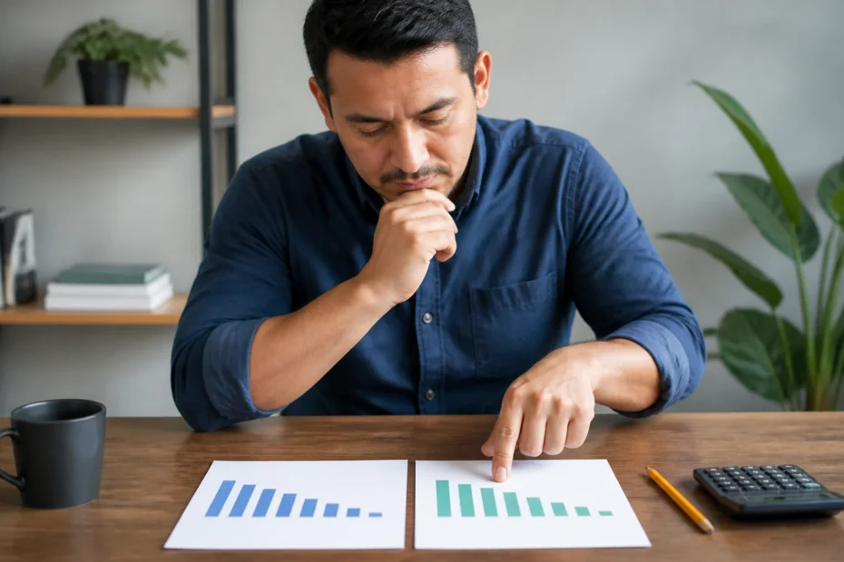 Persona comparando una propuesta financiera con su presupuesto