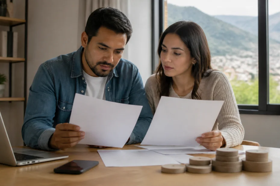 Persona comparando una propuesta financiera con su presupuesto