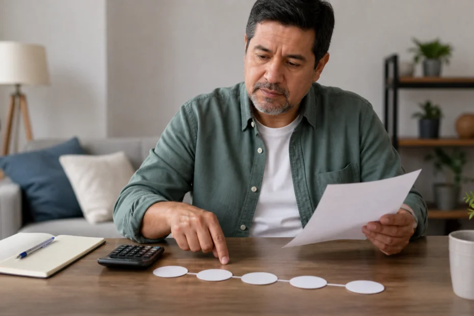 Persona comparando una propuesta financiera con su presupuesto